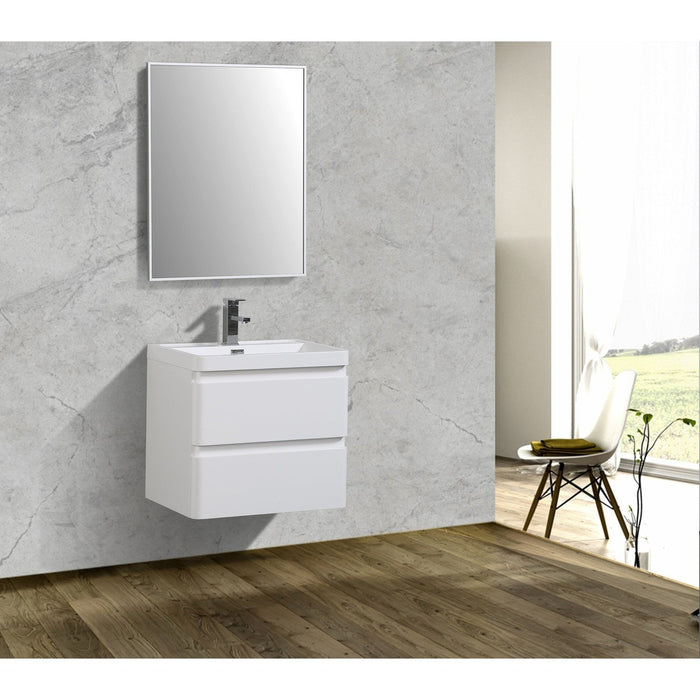 Eviva Glazzy 24" Wall Mount Modern Bathroom Vanity High Glossy White