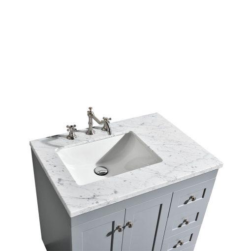 Eviva Acclaim C. 28" Transitional Bathroom Vanity with white carrera marble counter-top