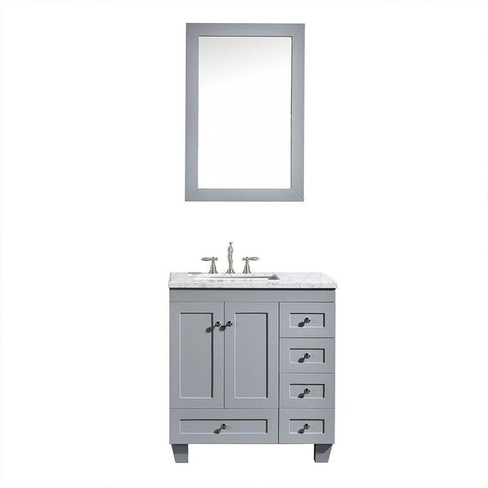 Eviva Acclaim C. 28" Transitional Bathroom Vanity with white carrera marble counter-top