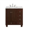 Eviva Acclaim C. 30" Transitional Espresso Bathroom Vanity with white carrera marble counter-top