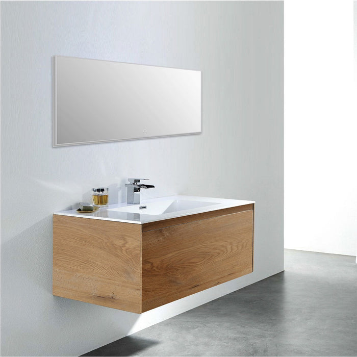 Eviva Madeira 36 in. Oak Wall Mount Bathroom Vanity with White Integrated Acrylic Sink