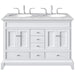 Eviva Elite Stamford 48" Bathroom Vanity in White Finish with Double Ogee Edge White Carrara Countertop and Undermount Porcelain Sink