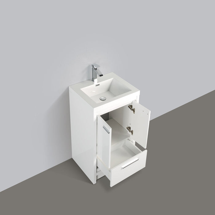 Eviva Grace 24 in. Gray Oak and White Bathroom Vanity with White Integrated Acrylic Countertop