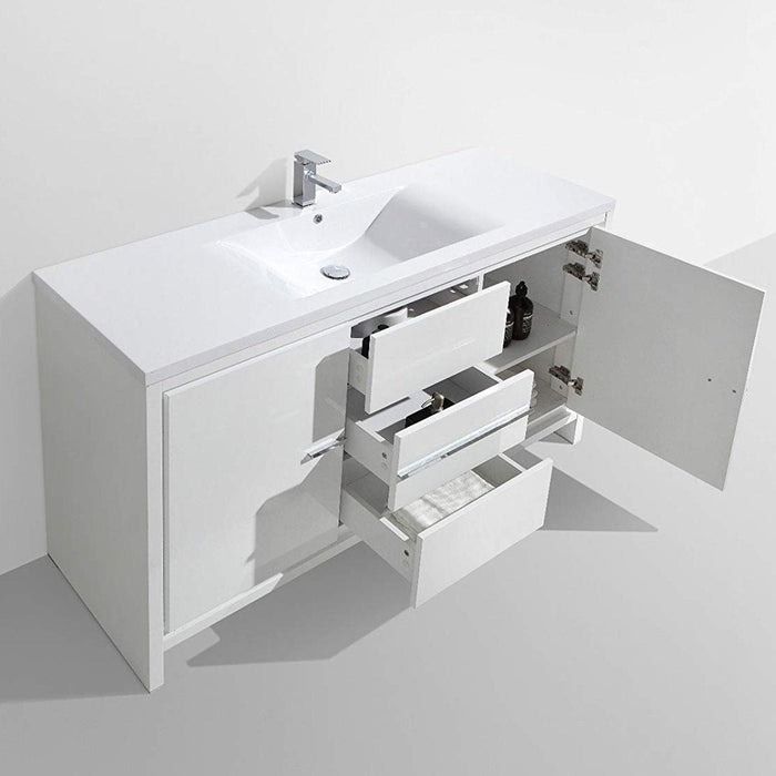 Eviva Grace 60 in. Bathroom Vanity with Single White Integrated Acrylic Countertop