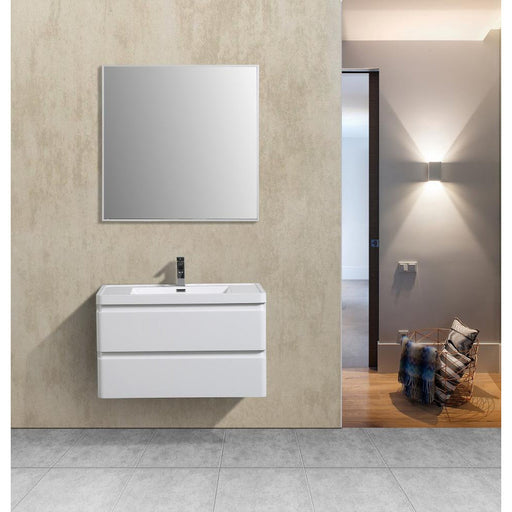 Eviva Glazzy 36" Wall Mount Modern Bathroom Vanity High Glossy White