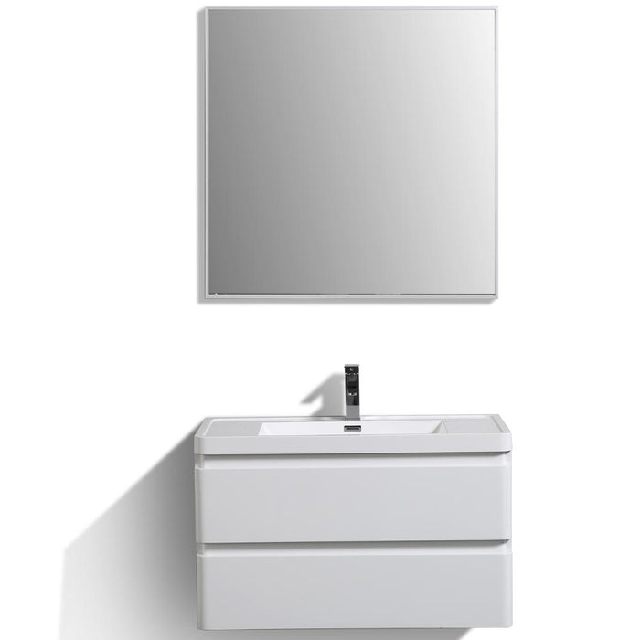 Eviva Glazzy 36" Wall Mount Modern Bathroom Vanity High Glossy White