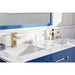 Eviva London 48 x 18" Transitional Double Sink Bathroom Vanity in Blue Finish with White Carrara Marble Countertop and Gold Handles