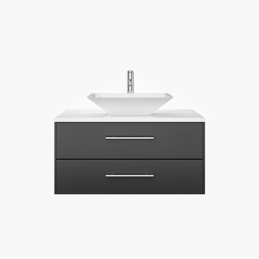 Eviva Totti Wave 30" Modern Bathroom Vanity in Espresso, Gray, or White, Finish with Super White Man-Made Stone Countertop and Porcelain Vessel Sink