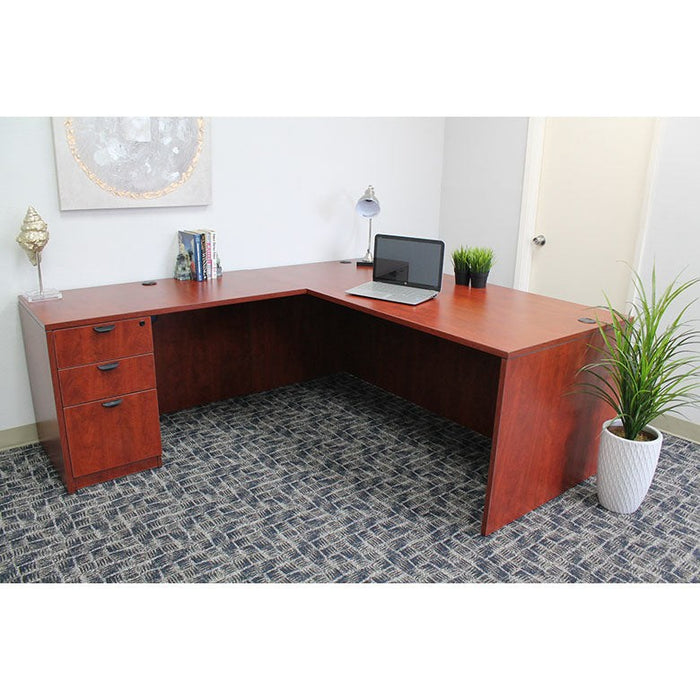 Boss Office Products Holland Series 71 Inch Desk, Executive L-Shape Corner Desk with File Storage Pedestal, Cherry GROUPA10-C