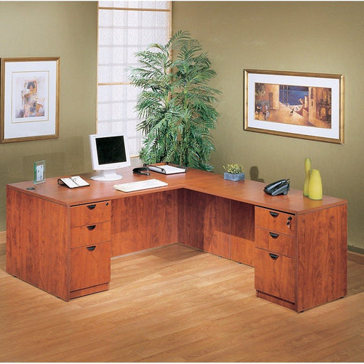 Boss Office Products Holland Series 66 Inch Executive L-Shape Corner Desk with Dual File Storage Pedestals, Cherry GROUPA21-C