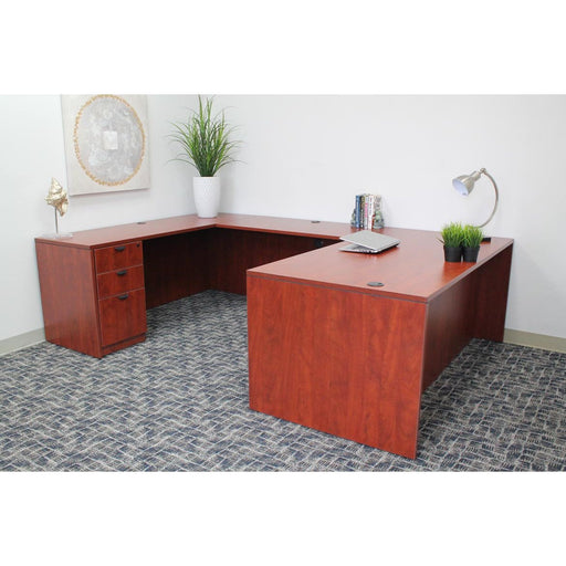 Boss Office Products Holland Series 66 Inch Executive U-Shape Desk with File Storage Pedestal, Cherry GROUPA13-C
