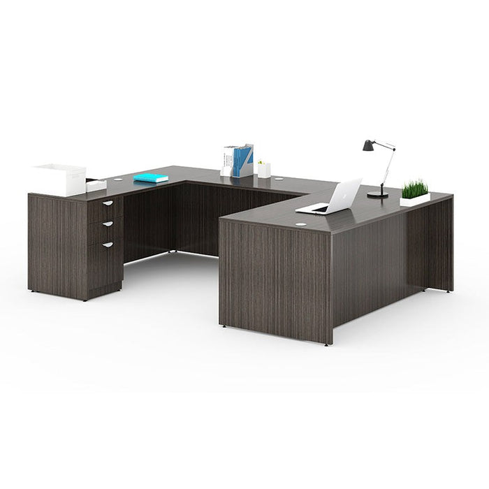 Boss Office Products Holland Series 71 Inch Executive U-Shape Desk with File Storage Pedestal, Driftwood GROUPA3-DW