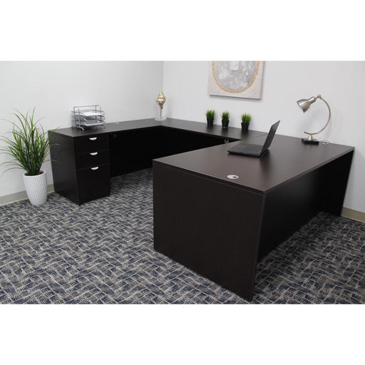 Boss Office Products Holland Series 66 Inch Executive U-Shape Desk with File Storage Pedestal, Mocha GROUPA13-MOC