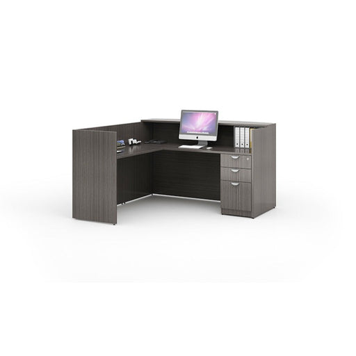 Boss Office Products Holland Series 71 Inch Reception L-Shape Corner Desk with File Storage Pedestal, Driftwood GROUPB-DW