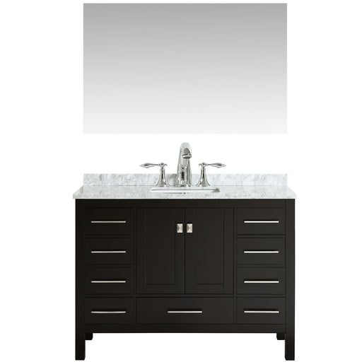 Eviva Aberdeen 48" Transitional Bathroom Vanity in Espresso, Gray or White Finish with White Carrara Marble Countertop and Undermount Porcelain Sink