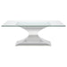 Nuevo Living Praetorian 94" Glass Dining Table in Silver HGSX223