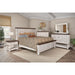 Sunset Trading Rustic French Queen Panel Bed | Distressed White and Brown Solid Wood HH-4750-QB