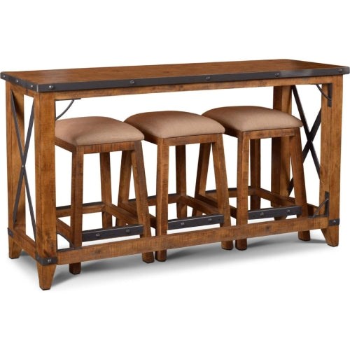 Sunset Trading Rustic City 4 Piece Counter Dining Set | Console with Stools HH-8365-4PC