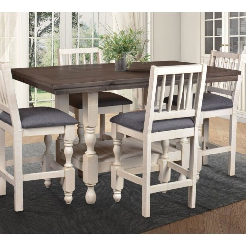 Sunset Trading Rustic French 60" Rectangular Counter Height Dining Table | Pub High Top | Distressed White and Brown Solid Wood | Home Bar Furniture HH-8750-060
