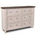 Sunset Trading Rustic French 6 Drawer Double Dresser | Distressed White and Brown Solid Wood HH-4750-310