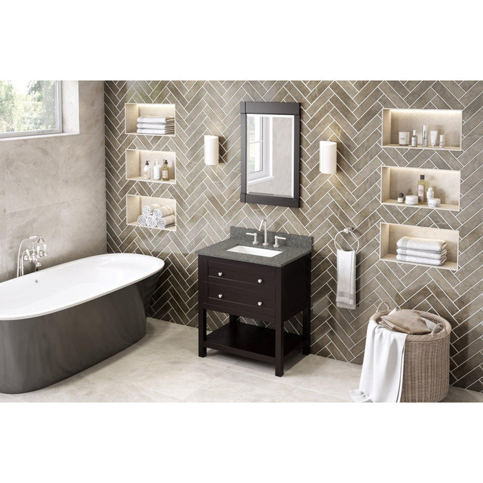 Hardware Resources Jeffrey Alexander Astoria 30" Espresso Freestanding Vanity With Boulder Cultured Marble Vanity Top, Backsplash and Rectangle Undermount Sink