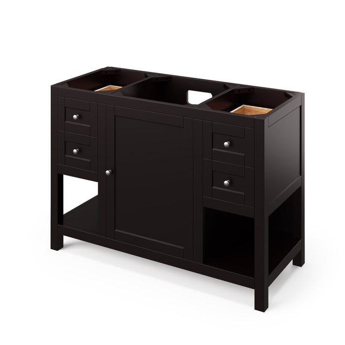 Hardware Resources Jeffrey Alexander Astoria 48" Espresso Freestanding Vanity With White Carrara Marble Vanity Top, Backsplash and Rectangle Undermount Sink