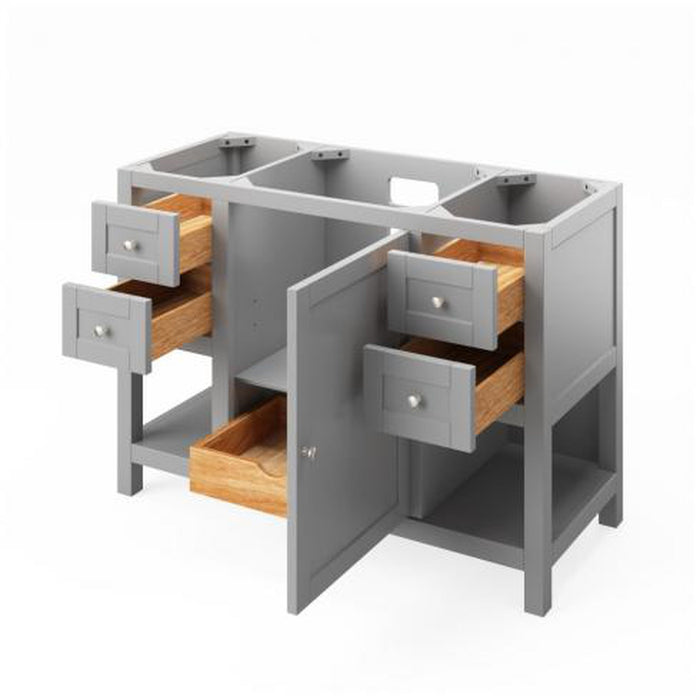 Hardware Resources Jeffrey Alexander Astoria 48" Espresso Freestanding Vanity With White Carrara Marble Vanity Top, Backsplash and Rectangle Undermount Sink