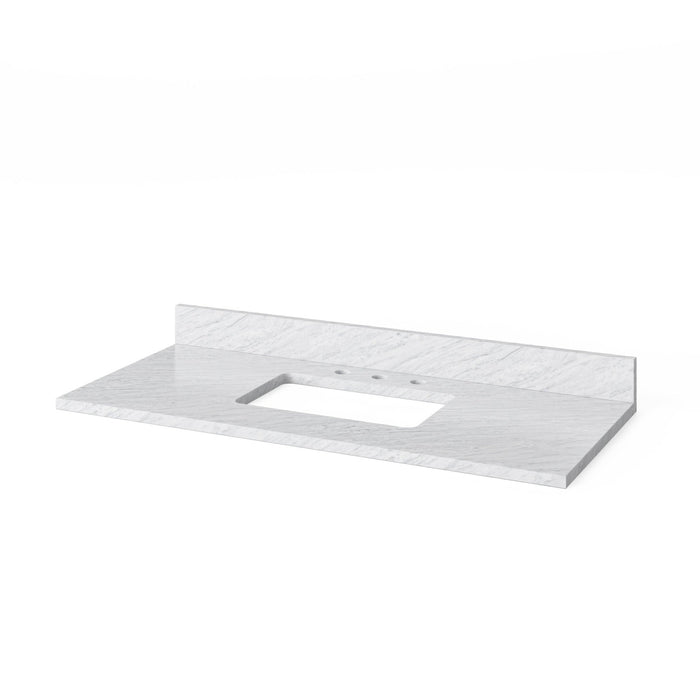 Hardware Resources Jeffrey Alexander Astoria 48" Espresso Freestanding Vanity With White Carrara Marble Vanity Top, Backsplash and Rectangle Undermount Sink