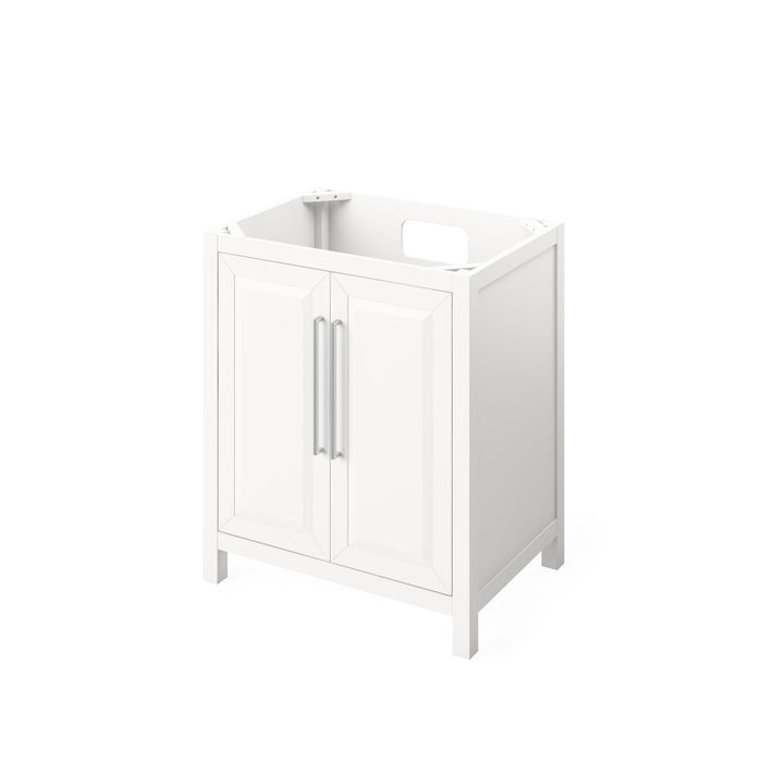 Hardware Resources Jeffrey Alexander Cade Vanities 30" White Freestanding Vanity With Calacatta Vienna Quartz Vanity Top, Backsplash and Rectangle Undermount Sink