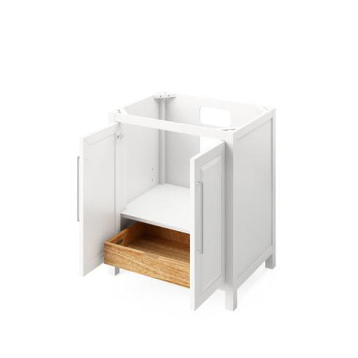 Hardware Resources Jeffrey Alexander Cade Vanities 30" White Freestanding Vanity With Calacatta Vienna Quartz Vanity Top, Backsplash and Rectangle Undermount Sink
