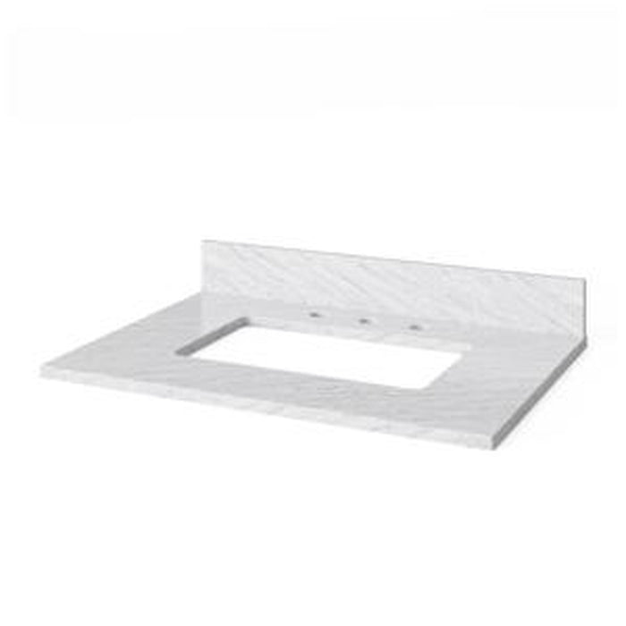 Hardware Resources Jeffrey Alexander Cade Vanities 30" White Freestanding Vanity With White Carrara Marble Vanity Top, Backsplash and Rectangle Undermount Sink