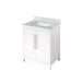 Hardware Resources Jeffrey Alexander Cade Vanities 30" White Freestanding Vanity With White Carrara Marble Vanity Top, Backsplash and Rectangle Undermount Sink