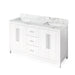 Hardware Resources Jeffrey Alexander Cade Vanities 60" White Freestanding Vanity With Double Bowl, Calacatta Vienna Quartz Vanity Top, Backsplash and Rectangle Undermount Sink