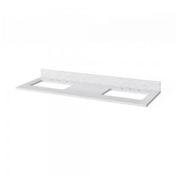 Hardware Resources Jeffrey Alexander Cade Vanities 60" White Freestanding Vanity With Double Bowl, White Carrara Marble Vanity Top, Backsplash and Rectangle Undermount Sink
