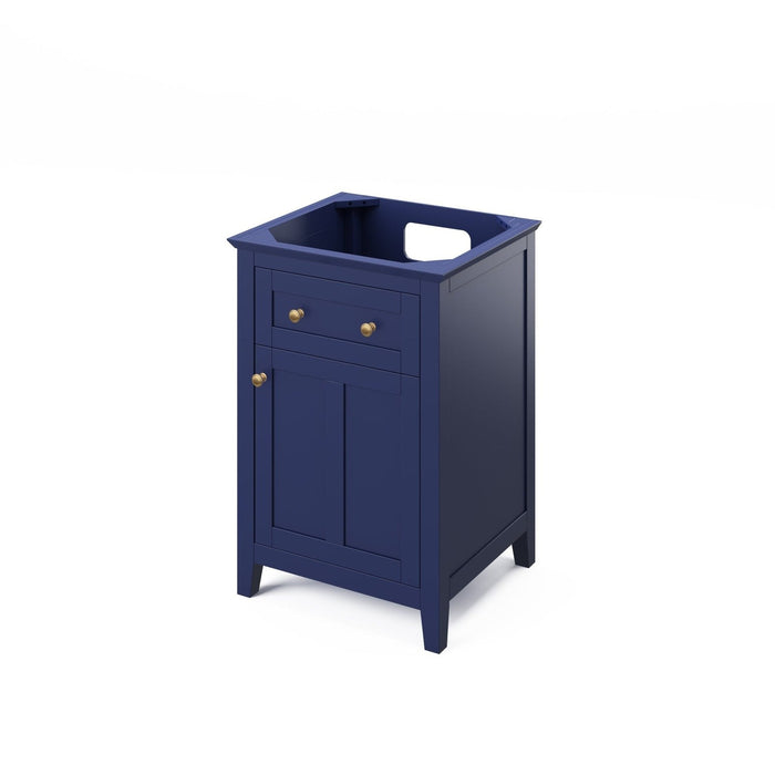 Hardware Resources Jeffrey Alexander Chatham 24" Hale Blue Freestanding Vanity With Black Granite Vanity Top, Backsplash and Rectangle Undermount Sink