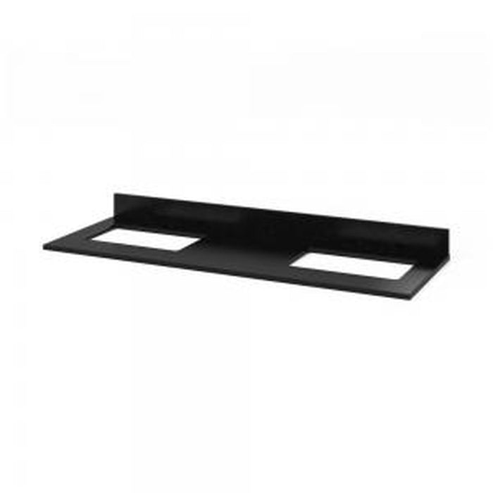 Hardware Resources Jeffrey Alexander Chatham 60" White Freestanding Vanity With Double Bowl, Black Granite Vanity Top, Backsplash and Rectangle Undermount Sink