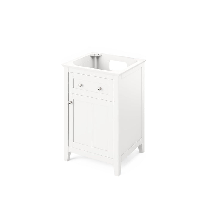 Hardware Resources Jeffrey Alexander Chatham Vanities 24" White Freestanding Vanity With Calacatta Vienna Quartz Vanity Top, Backsplash and Rectangle Undermount Sink
