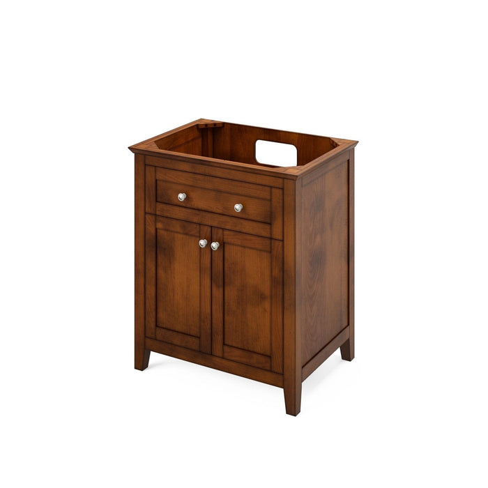 Hardware Resources Jeffrey Alexander Chatham Vanities 30" Chocolate Freestanding Vanity With White Carrara Marble Vanity Top, Backsplash and Rectangle Undermount Sink
