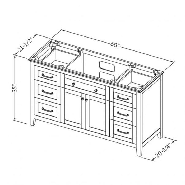 Hardware Resources Jeffrey Alexander Chatham Vanities 60" White Freestanding Vanity With Calacatta Vienna Quartz Vanity Top, Backsplash and Rectangle Undermount Sink