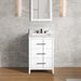 Hardware Resources Jeffrey Alexander Katara 24" White Freestanding Vanity With Calacatta Vienna Quartz Vanity Top, Backsplash and Rectangle Undermount Sink