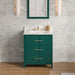 Hardware Resources Jeffrey Alexander Katara 30" Green Freestanding Vanity With Calacatta Vienna Quartz Vanity Top, Backsplash and Rectangle Undermount Sink