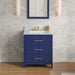 Hardware Resources Jeffrey Alexander Katara 30" Hale Blue Freestanding Vanity With White Carrara Marble Vanity Top, Backsplash and Rectangle Undermount Sink