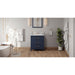 Hardware Resources Jeffrey Alexander Katara 30" Hale Blue Freestanding Vanity With White Carrara Marble Vanity Top, Backsplash and Rectangle Undermount Sink