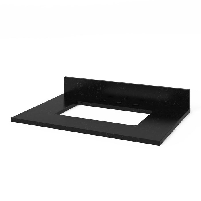 Hardware Resources Jeffrey Alexander Katara 30" White Freestanding Vanity With Black Granite Vanity Top, Backsplash and Rectangle Undermount Sink