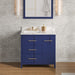 Hardware Resources Jeffrey Alexander Katara 36" Hale Blue Freestanding Vanity With Left Offset, Calacatta Vienna Quartz Vanity Top, Backsplash and Rectangle Undermount Sink