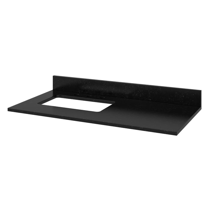 Hardware Resources Jeffrey Alexander Katara 42" Black Freestanding Vanity With Left Offset, Black Granite Vanity Top, Backsplash and Rectangle Undermount Sink