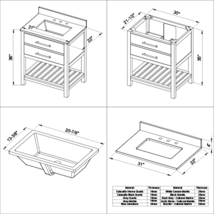 Hardware Resources Jeffrey Alexander Wavecrest 30" Weathered Grey