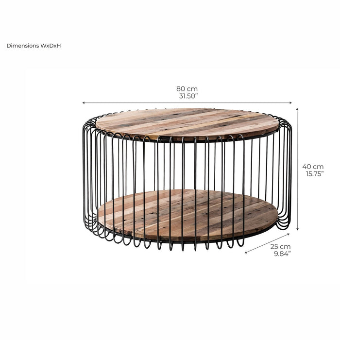 NovaSolo Barca Round Coffee Table 31" Natural Boat Wood IMV 28002