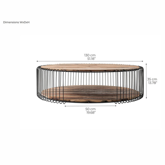 NovaSolo Barca Boat Wood Round Coffee Table 130cm in Natural Color IMV 28003