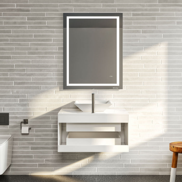 Eviva Totti Wave 30" Modern Bathroom Vanity in Espresso, Gray, or White, Finish with Super White Man-Made Stone Countertop and Porcelain Vessel Sink